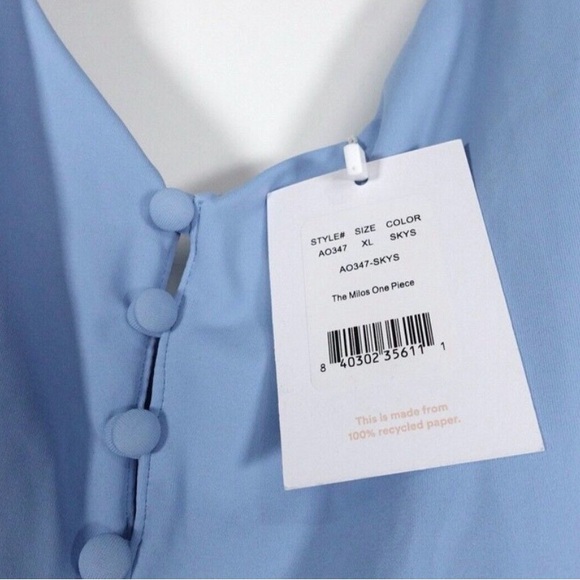 NWT Andie Swim Women's The Milos One Piece Swimsuit Sky Blue Size XL - Picture 7 of 9